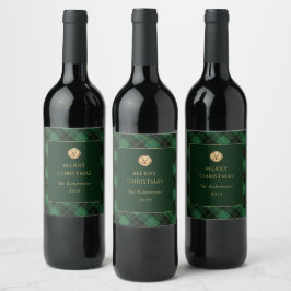 Rótulo De Garrafa De Cerveja Elegante Xadrez Verde Feliz Natal
