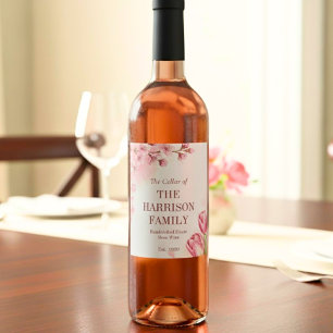 Rótulo De Garrafa De Cerveja Elegantes Flores de Cerejeira & Tulipas Rosas