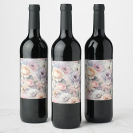 Rótulo De Garrafa De Cerveja Elegantes Flores de Rosa