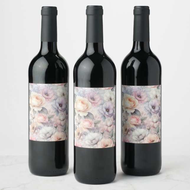 Rótulo De Garrafa De Cerveja Elegantes Flores de Rosa (Garrafas)