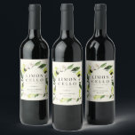 Rótulo De Garrafa De Cerveja Elegantes Limões Botânicos Quadro Limoncello<br><div class="desc">Elegantes limões botânicos aquarela,  folhas e flores em arco quadro,  rótulo de bebida limoncello em cor creme marfim suave. Linhas de modelo para seus nomes e data do evento.</div>
