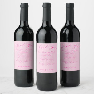 Rótulo De Garrafa De Cerveja Elegantes Pinks Oh Baby Script Peony Chá de Bebê