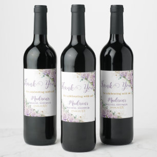 Rótulo De Garrafa De Cerveja Elegantes Rosas Lilás Roxas Chuveiro de Noiva Flor