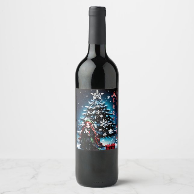 Rótulo De Garrafa De Cerveja Elfo de Natal com Kitten. (Frente)