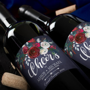 Rótulo De Garrafa De Cerveja Elogios florais dos azuis marinhos brancos