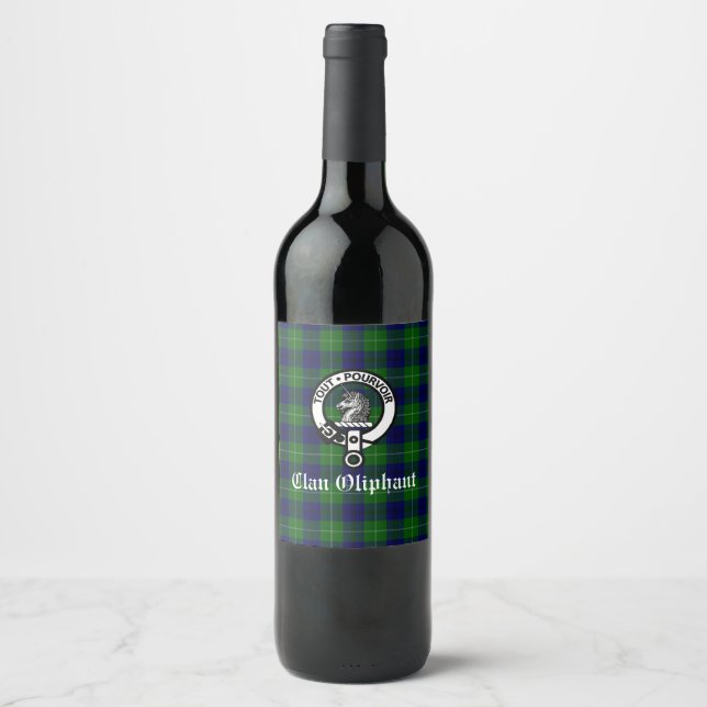 Rótulo De Garrafa De Cerveja Emblema e Tartan do Clã Oliphant (Frente)