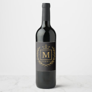 Rótulo De Garrafa De Cerveja "Emblema Real NMKY – Design de Crista com Monogram