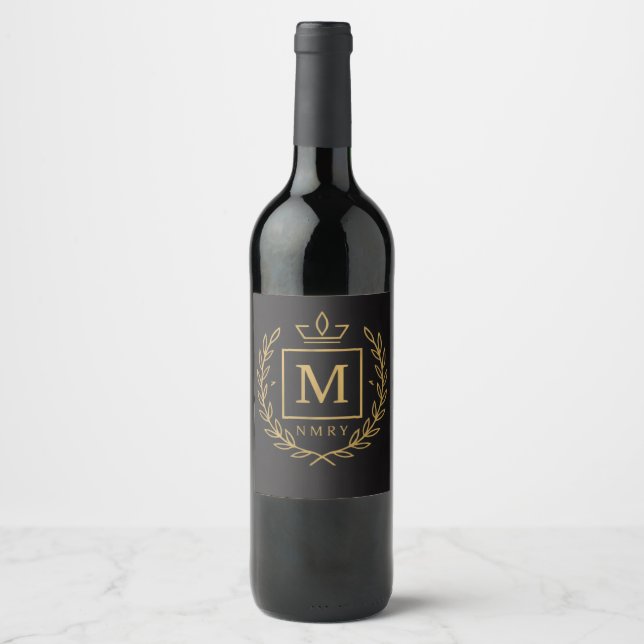 Rótulo De Garrafa De Cerveja "Emblema Real NMKY – Design de Crista com Monogram (Frente)