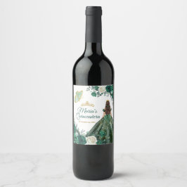 Rótulo De Garrafa De Cerveja Emerald Green Vestida Quinceañera Crown Aniversári