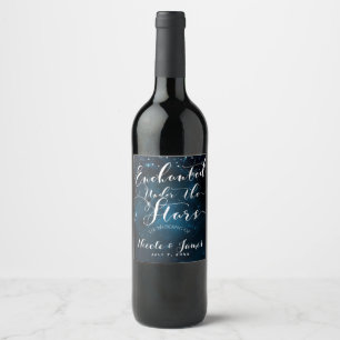 Rótulo De Garrafa De Cerveja ENCANTADO SOB AS ESTRELAS Vinho Azul Estelar