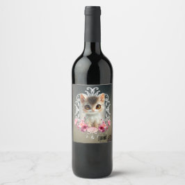 Rótulo De Garrafa De Cerveja Encantador, gatinho fofo