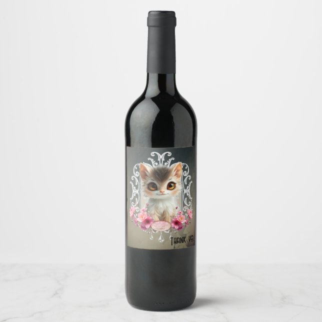 Rótulo De Garrafa De Cerveja Encantador, gatinho fofo (Frente)