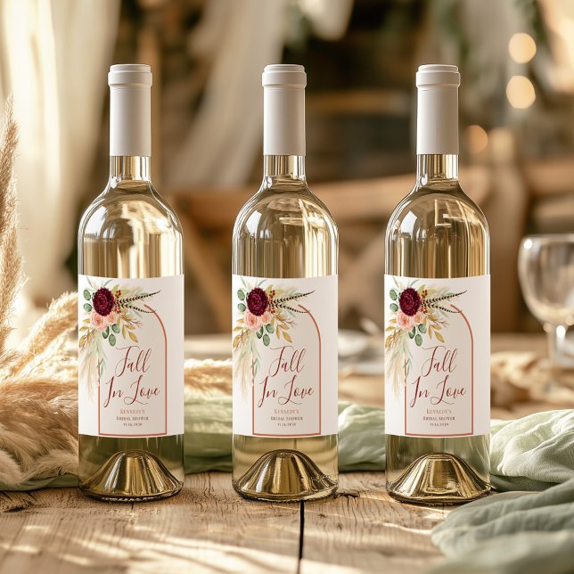 Rótulo De Garrafa De Cerveja Encontre o Amor Moderno Boho Grama Pampas Ferrugem (Criador carregado)