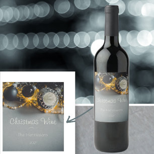 Rótulo De Garrafa De Cerveja Enfeites de natal de Cinzas Negras com Garlands