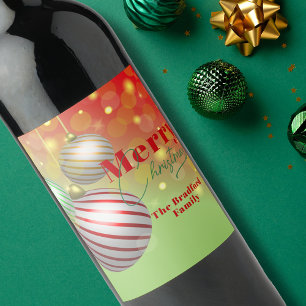 Rótulo De Garrafa De Cerveja Enfeites de Natal Listrados Festivos Vermelho Verd