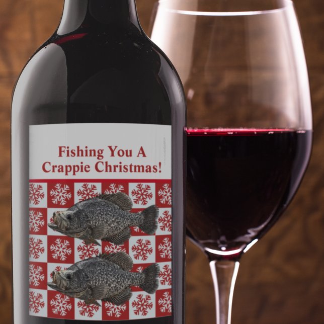 Rótulo De Garrafa De Cerveja Engraçado Crappie Pescar Pun Feliz Natal Personali (Christmas Crappie Fishing wine labels are a great way to give gifts to your angling friends.)