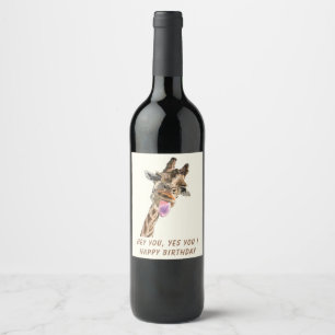 Rótulo De Garrafa De Cerveja Engraçado Girafa Aniversário Vinho Rotulagem Seu T