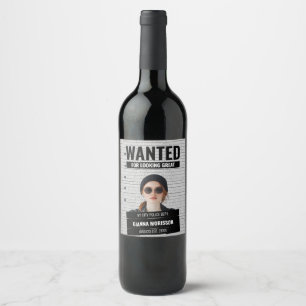 Rótulo De Garrafa De Cerveja Engraçado Mugshot Desejado Poster, Nome e Texto Pe