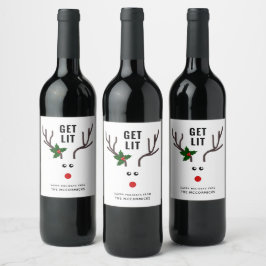Rótulo De Garrafa De Cerveja Engraçado Natal Põe Uma Reindedora Branca Vermelha