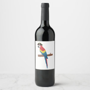 Rótulo De Garrafa De Cerveja Escarlate do Macaw do pirata