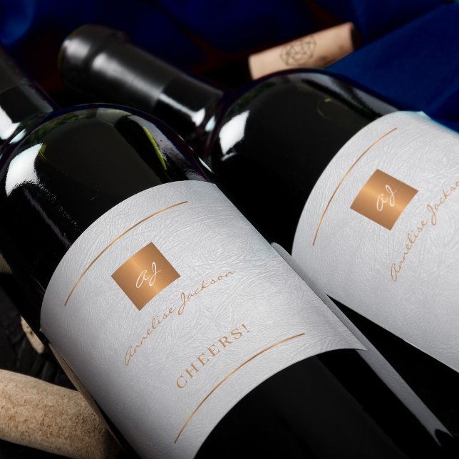 Rótulo De Garrafa De Cerveja Escrita personalizada elegante de ouro branco (Criador carregado)