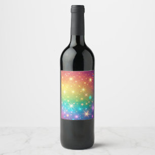 Rótulo De Garrafa De Cerveja Espaço colorido em estrela do arco-íris