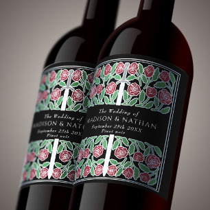 Rótulo De Garrafa De Cerveja Espada Floral Medieval Real Preto Prata Casamento