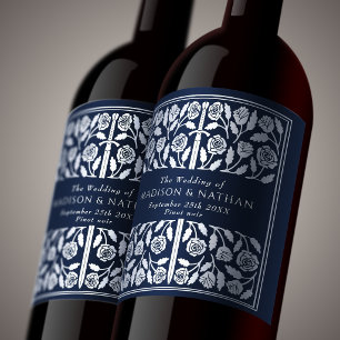 Rótulo De Garrafa De Cerveja Espada Medieval Real Azul Prata Casamento