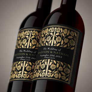 Rótulo De Garrafa De Cerveja Espada Medieval Real Dourado Preto Casamento