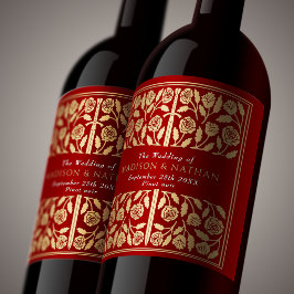Rótulo De Garrafa De Cerveja Espada Medieval Real Escarlata Dourada Casamento