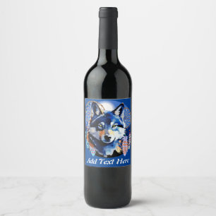 Rótulo De Garrafa De Cerveja Espírito Animal Nativo Lobo