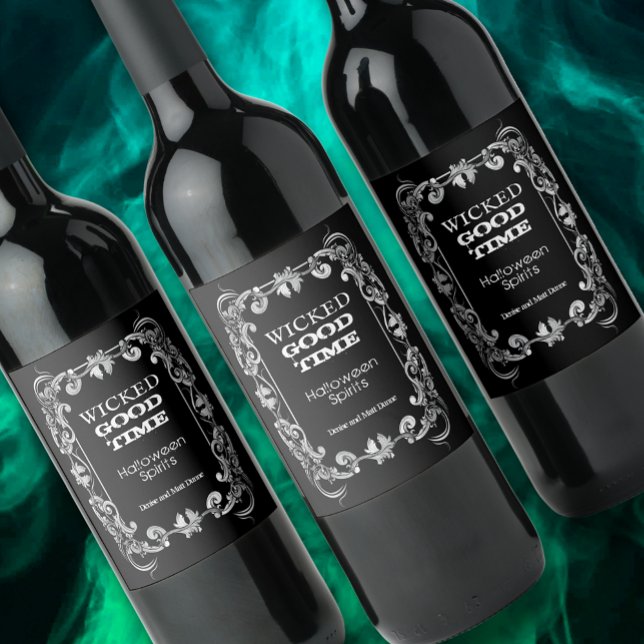Rótulo De Garrafa De Cerveja Espíritos do Dia das Bruxas do Bom Tempo (Set of 6 personalized wine bottle labels)