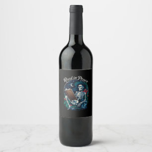Rótulo De Garrafa De Cerveja Esqueleto Leia em Paz Amante do Livro Livresco 
