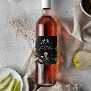Rótulo De Garrafa De Cerveja Esqueleto Rosa Floral RIP Festa de 40 Anos de Idad