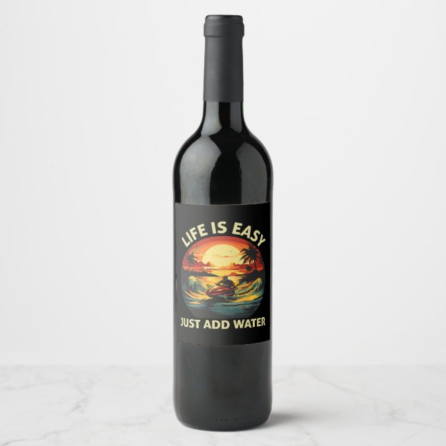 Rótulo De Garrafa De Cerveja esquiador de Jet Ski clássico (Frente)