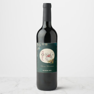 Rótulo De Garrafa De Cerveja Esquilo de Natal Vintage, Flocos de Neve