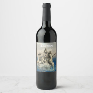 Rótulo De Garrafa De Cerveja Estátua de Sereia. Personalizável
