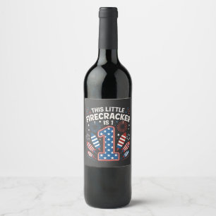 Rótulo De Garrafa De Cerveja Este Pequeno Firecracker é 1 Aniversário 4 de julh