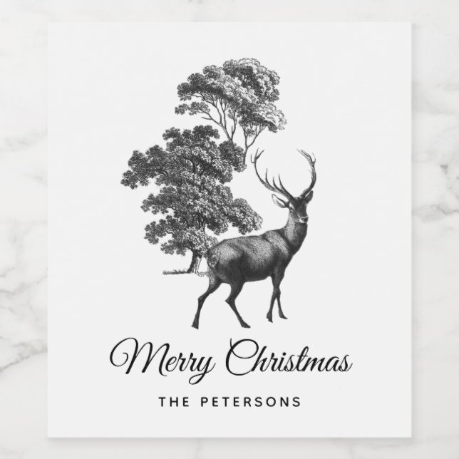 Rótulo De Garrafa De Cerveja Éster preto clássico de cervo de galeria negra na  (Rótulo Único)