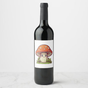 Rótulo De Garrafa De Cerveja Estilo kawaii bonito, forragem de Mushroom