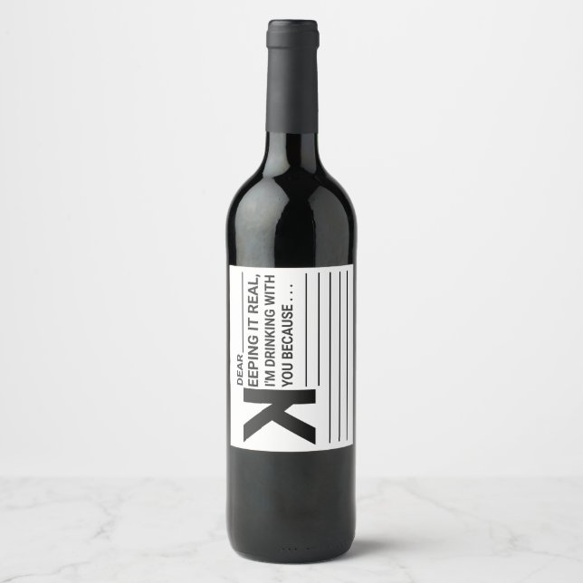 Rótulo De Garrafa De Cerveja Estou Bebendo contigo porque... (Frente)