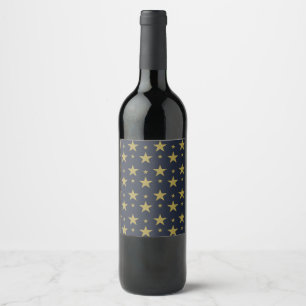Rótulo De Garrafa De Cerveja Estrelas Douradas em Azul Naval – Elegante e Atemp