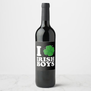 Rótulo De Garrafa De Cerveja Eu Amo Dia de São Patrício Coração Shamrock Irish