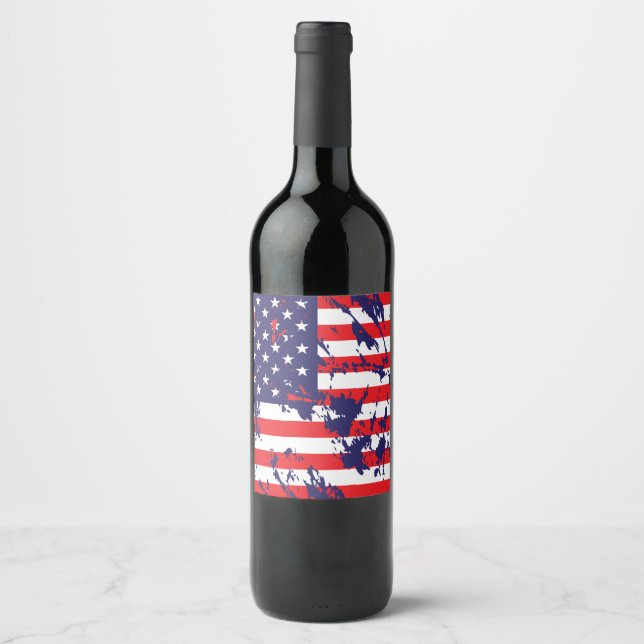 Rótulo De Garrafa De Cerveja EUA - Uma bandeira americana (Frente)