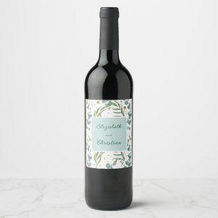 Rótulo De Garrafa De Cerveja Eucalyptus E Casamento Dourado