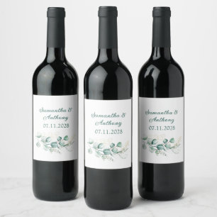 Rótulo De Garrafa De Cerveja Eucalyptus Watercolor Greenery Boho