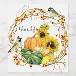 Rótulo De Garrafa De Cerveja Evento de queda de abóbora de Obrigados de girasso