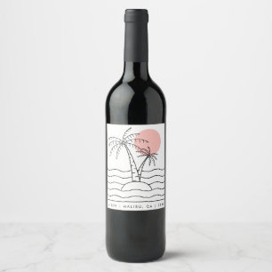 Rótulo De Garrafa De Cerveja Evento Personalizado Palmeira Rosa