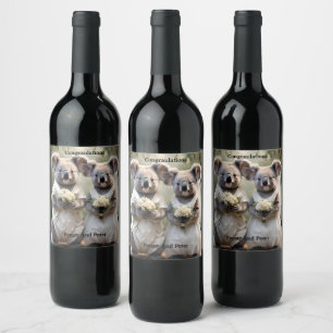 Rótulo De Garrafa De Cerveja "Evergreen Vows: um casamento Koala em branco"