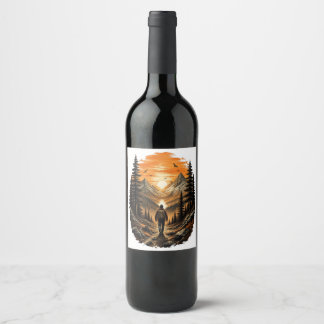 Rótulo De Garrafa De Cerveja Explorador do Pôr do Sol no Deserto Vintage